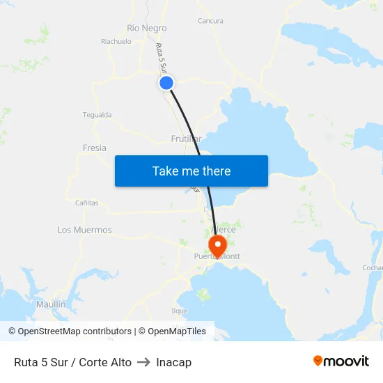 Ruta 5 Sur / Corte Alto to Inacap map
