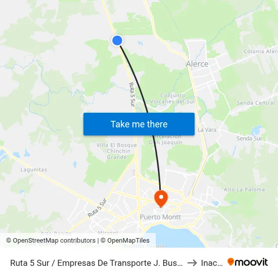 Ruta 5 Sur / Empresas De Transporte J. Bustamante to Inacap map