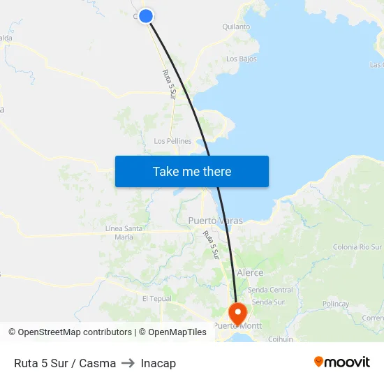 Ruta 5 Sur / Casma to Inacap map
