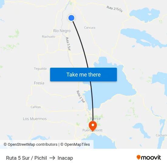 Ruta 5 Sur / Pichil to Inacap map