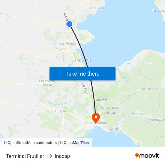 Terminal Frutillar to Inacap map