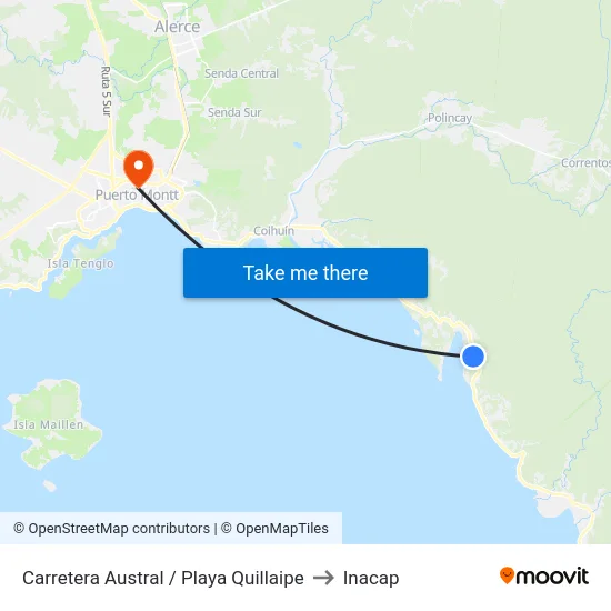 Carretera Austral / Playa Quillaipe to Inacap map