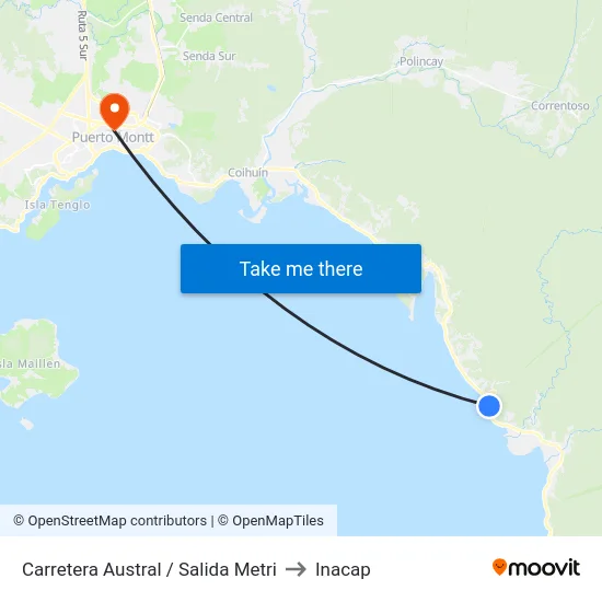 Carretera Austral / Salida Metri to Inacap map