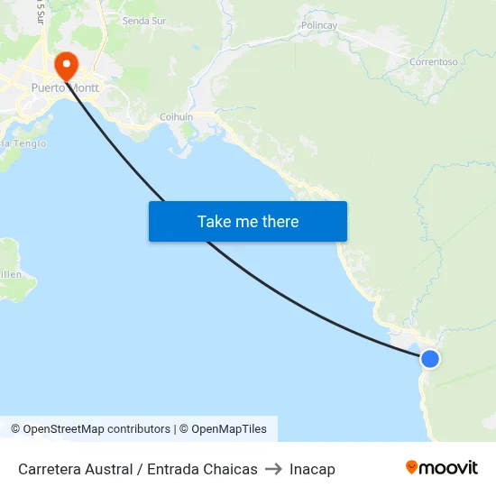 Carretera Austral / Entrada Chaicas to Inacap map