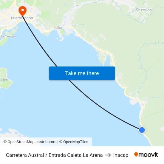 Carretera Austral / Entrada Caleta La Arena to Inacap map