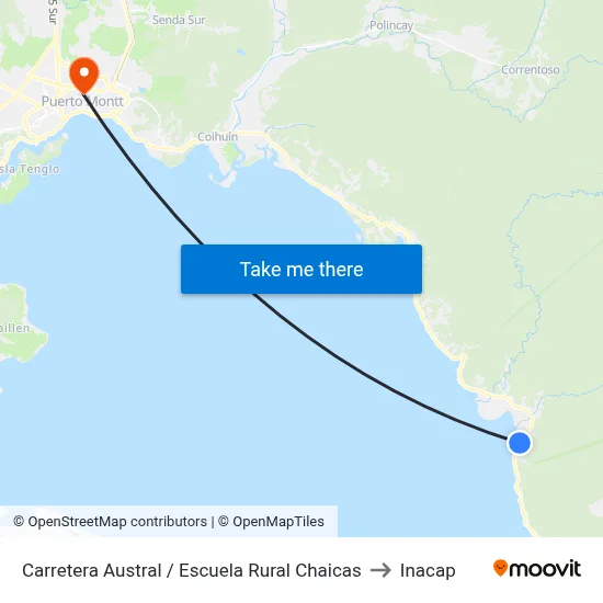 Carretera Austral / Escuela Rural Chaicas to Inacap map