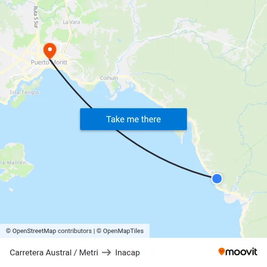 Carretera Austral / Metri to Inacap map