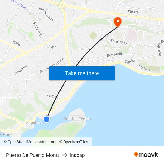 Puerto De Puerto Montt to Inacap map