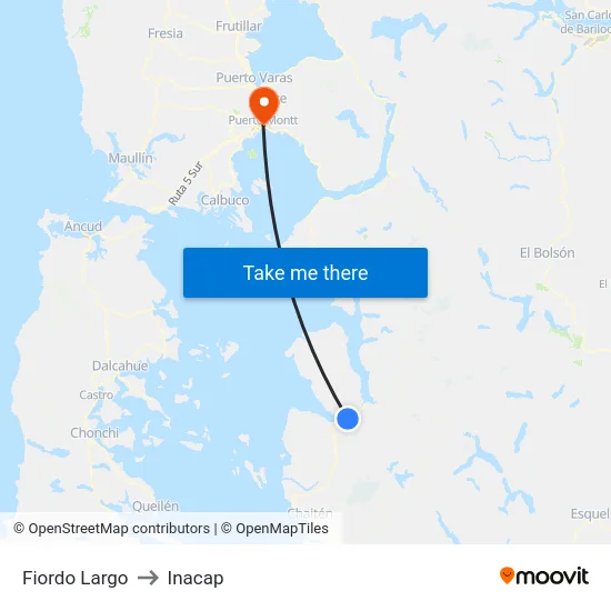 Fiordo Largo to Inacap map