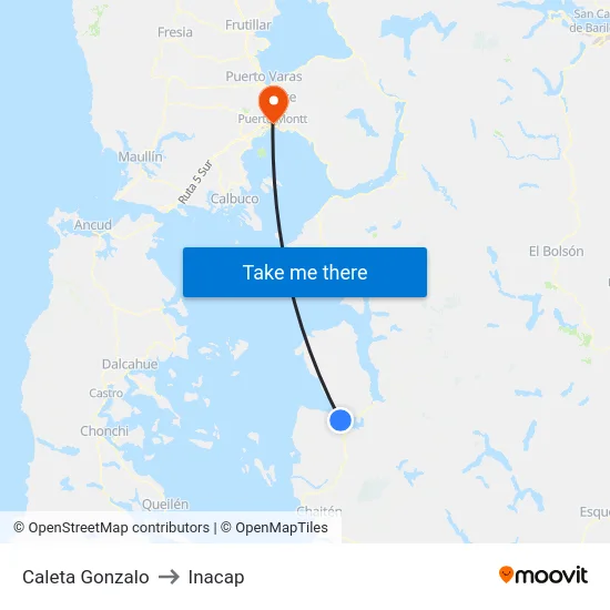 Caleta Gonzalo to Inacap map