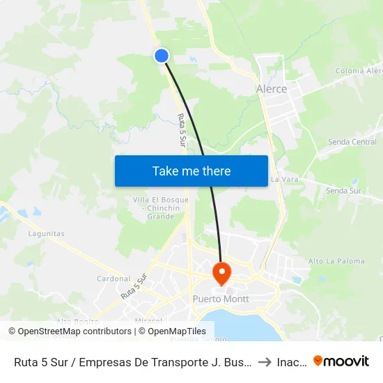 Ruta 5 Sur / Empresas De Transporte J. Bustamante to Inacap map