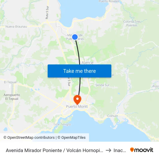 Avenida Mirador Poniente / Volcán Hornopirén to Inacap map