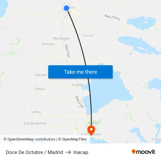 Doce De Octubre / Madrid to Inacap map