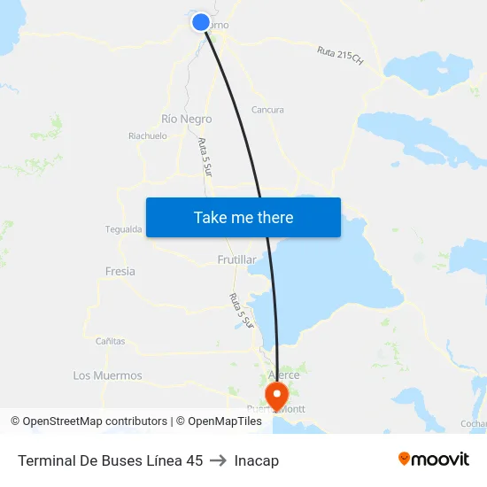 Terminal De Buses Línea 45 to Inacap map