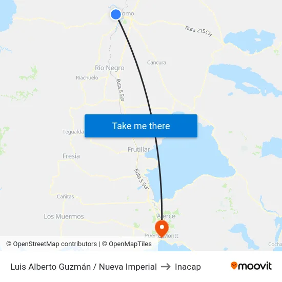 Luis Alberto Guzmán / Nueva Imperial to Inacap map