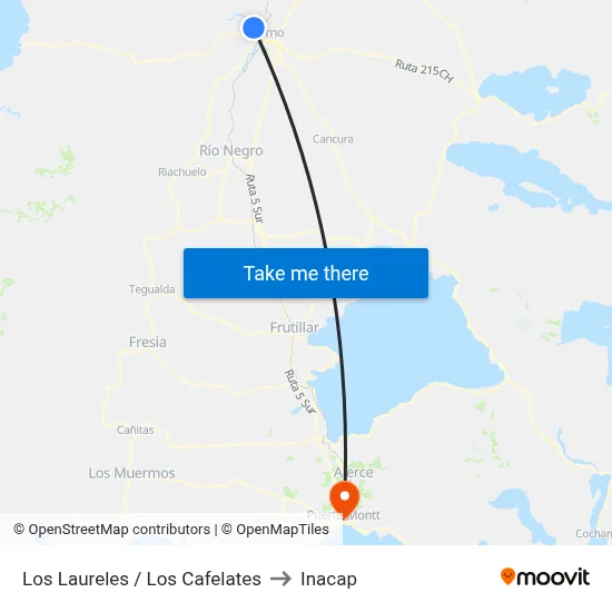 Los Laureles / Los Cafelates to Inacap map