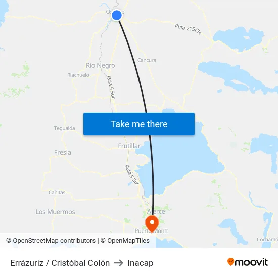 Errázuriz / Cristóbal Colón to Inacap map