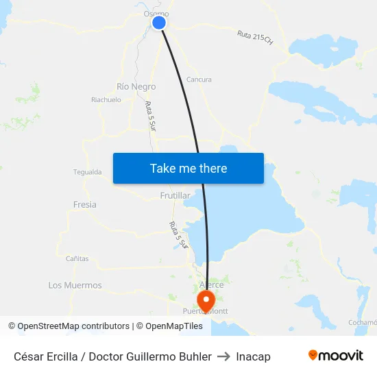 César Ercilla / Doctor Guillermo Buhler to Inacap map