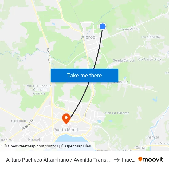 Arturo Pacheco Altamirano / Avenida Transversal 4 to Inacap map