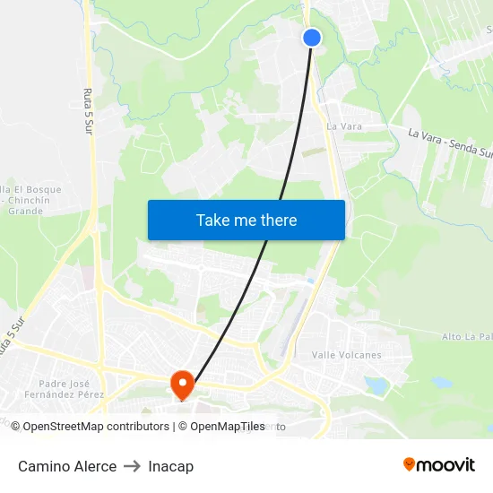 Camino Alerce to Inacap map