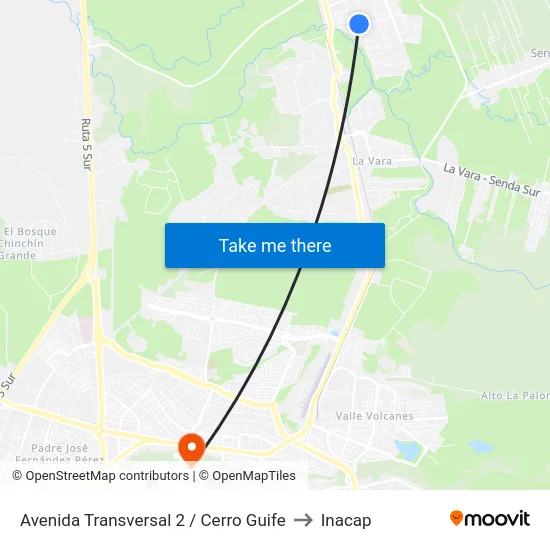 Avenida Transversal 2 / Cerro Guife to Inacap map
