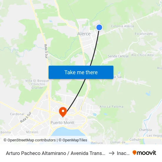 Arturo Pacheco Altamirano / Avenida Transversal 3 to Inacap map