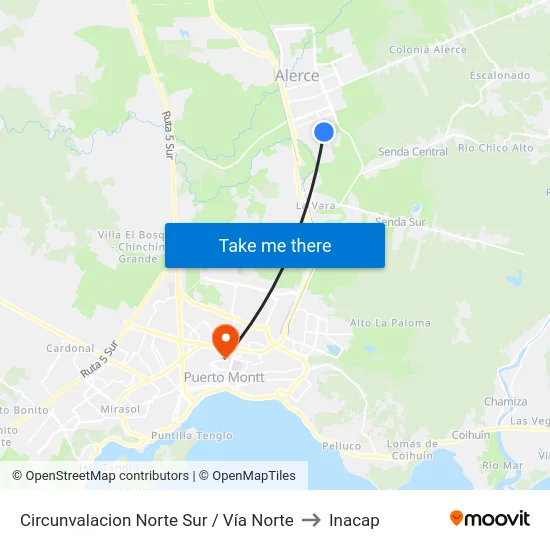 Circunvalacion Norte Sur / Vía Norte to Inacap map