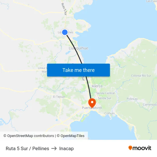 Ruta 5 Sur / Pellines to Inacap map