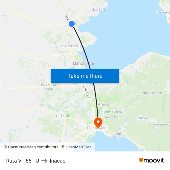 Ruta V - 55 - U to Inacap map