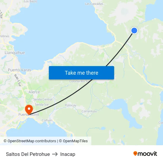 Saltos Del Petrohue to Inacap map