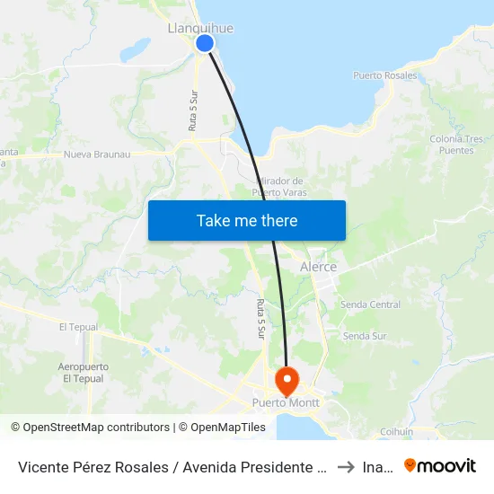 Vicente Pérez Rosales / Avenida Presidente Jorge Alessandri to Inacap map