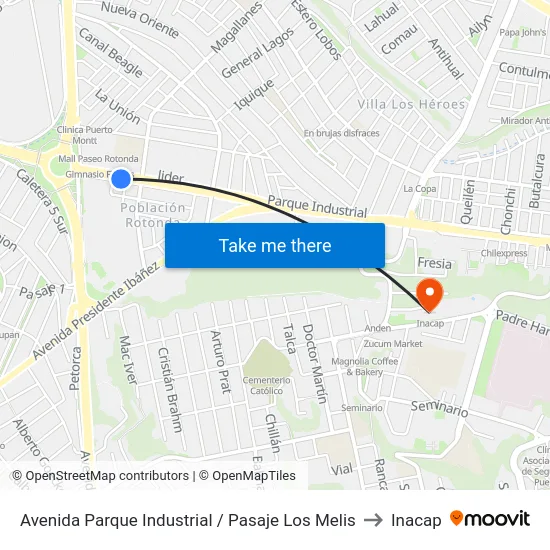 Avenida Parque Industrial / Pasaje Los Melis to Inacap map