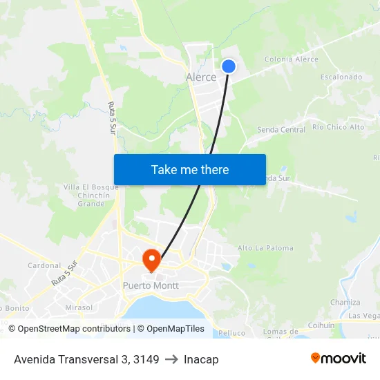 Avenida Transversal 3, 3149 to Inacap map