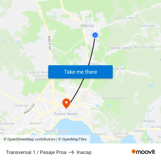 Transversal 1 / Pasaje Proa to Inacap map