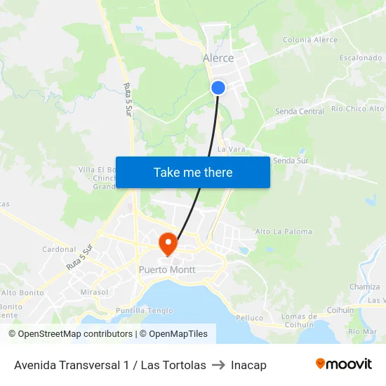 Avenida Transversal 1 / Las Tortolas to Inacap map