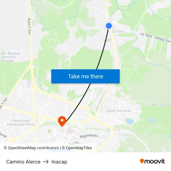 Camino Alerce to Inacap map