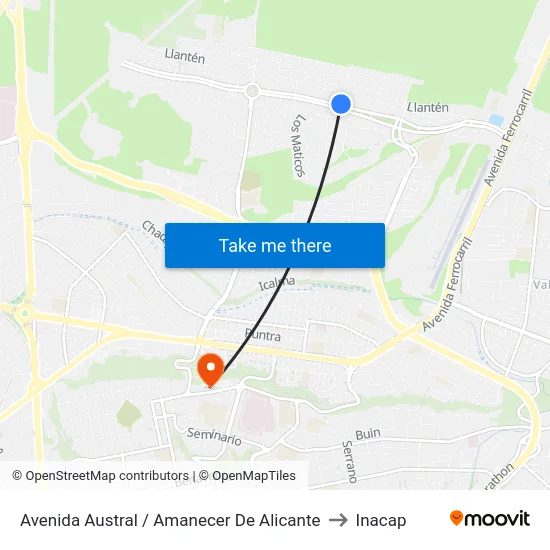 Avenida Austral / Amanecer De Alicante to Inacap map