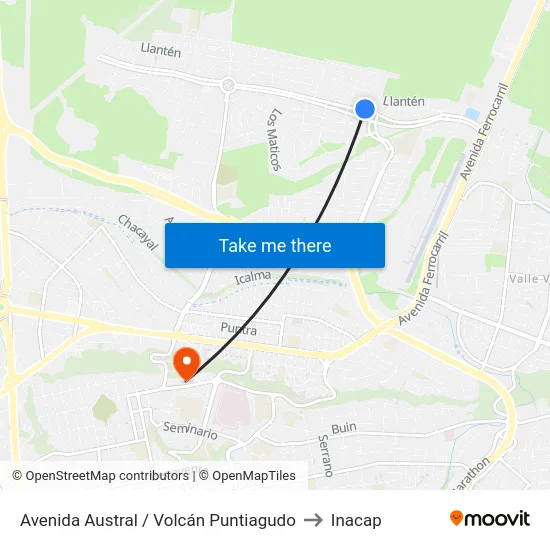 Avenida Austral / Volcán Puntiagudo to Inacap map