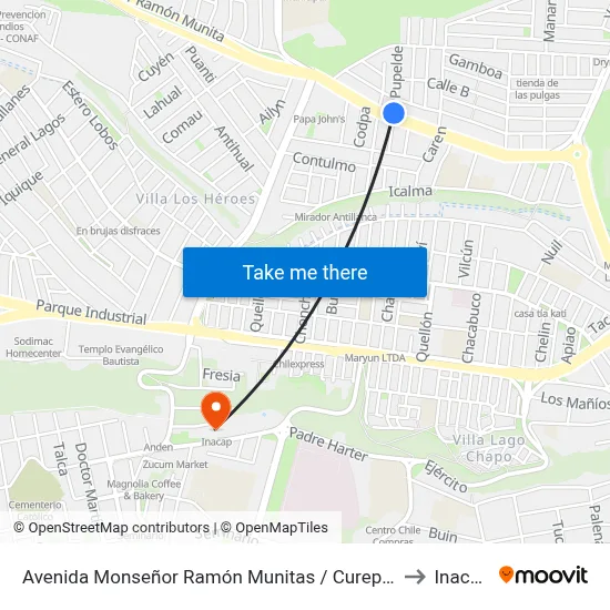 Avenida Monseñor Ramón Munitas / Curepto to Inacap map