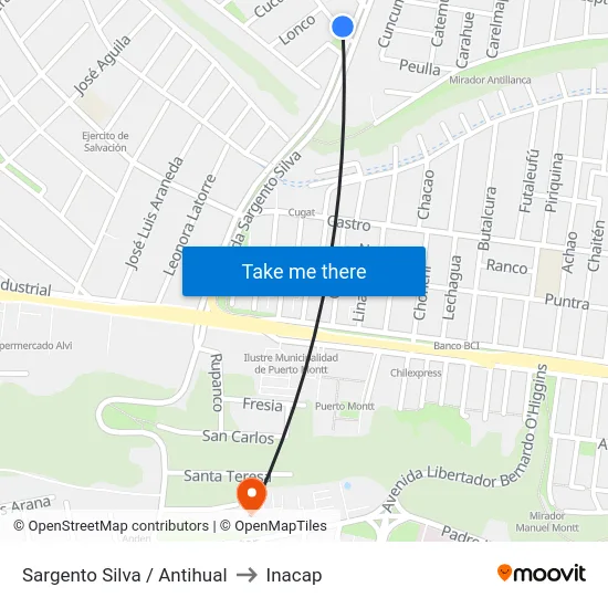 Sargento Silva / Antihual to Inacap map