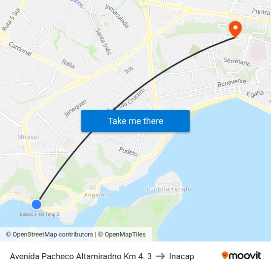 Avenida Pacheco Altamiradno Km 4. 3 to Inacap map