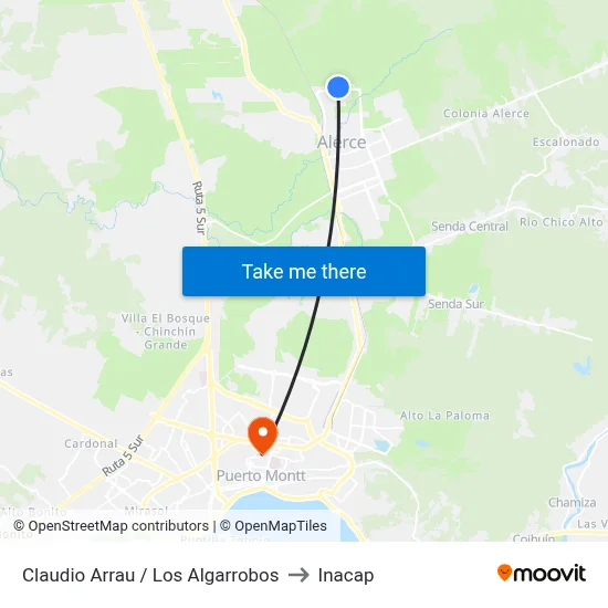 Claudio Arrau / Los Algarrobos to Inacap map