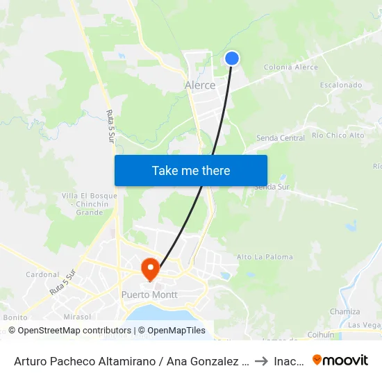 Arturo Pacheco Altamirano / Ana Gonzalez Olea to Inacap map