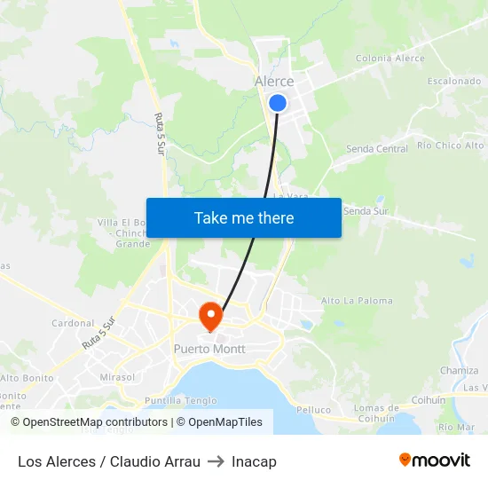 Los Alerces / Claudio Arrau to Inacap map