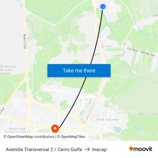 Avenida Transversal 2 / Cerro Guife to Inacap map