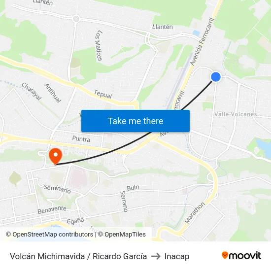 Volcán Michimavida / Ricardo García to Inacap map