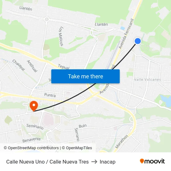 Calle Nueva Uno / Calle Nueva Tres to Inacap map