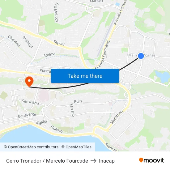 Cerro Tronador / Marcelo Fourcade to Inacap map