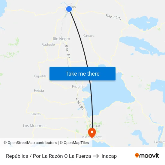 República / Por La Razón O La Fuerza to Inacap map