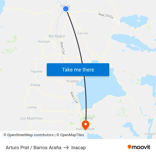 Arturo Prat / Barros Araña to Inacap map